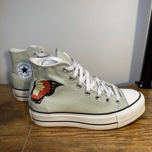 Converse Chuck Taylor All Star Platform High Top Butterfly Sage Green Womens 7.5